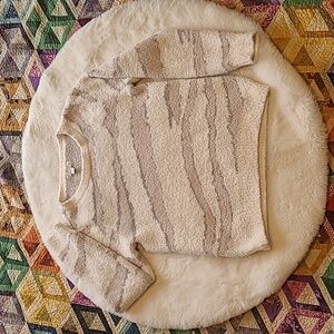 Barefoot Dreams Seaside Crewneck Cream Zebra Animal Print Plush Sweater